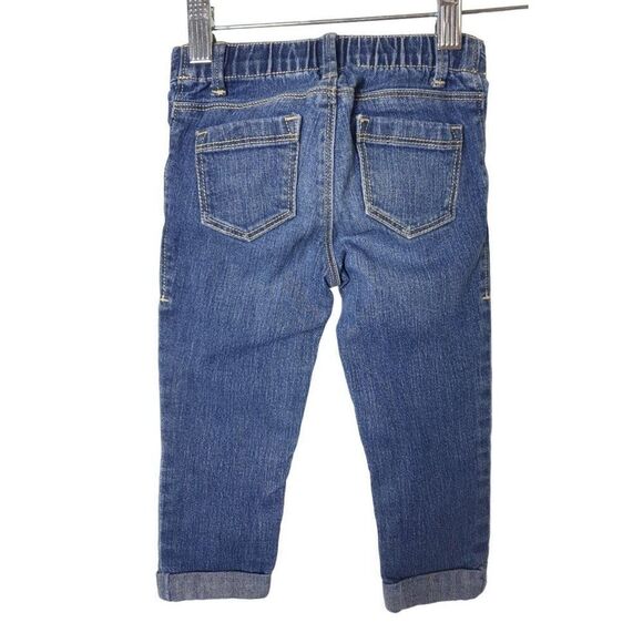 Old Navy Girls 2T Jeans Adjustable Roll Cuff Straight Leg Denim Pull Up Pants 2T - Picture 2 of 4